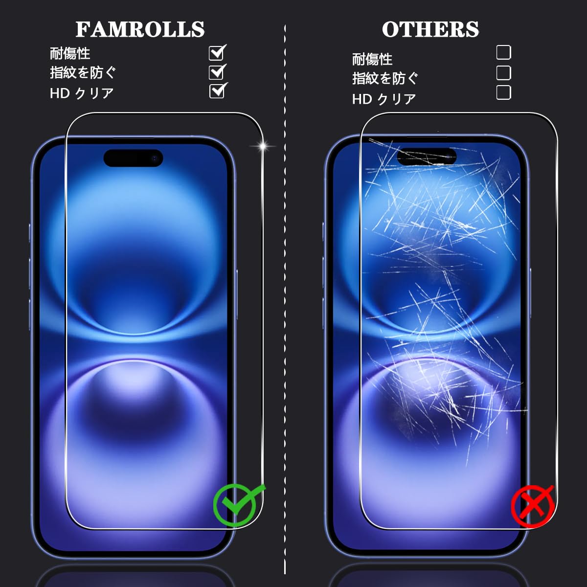 Amazon | 【2+2枚セット ガイド枠付き】 対応 iPhone 16 Plus ガラス